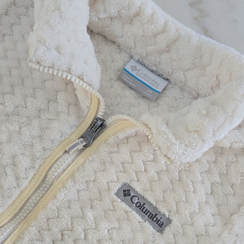 Columbia Off-White Textured Fleece Jacket (girl 6-6x) - Picture 3 of 3